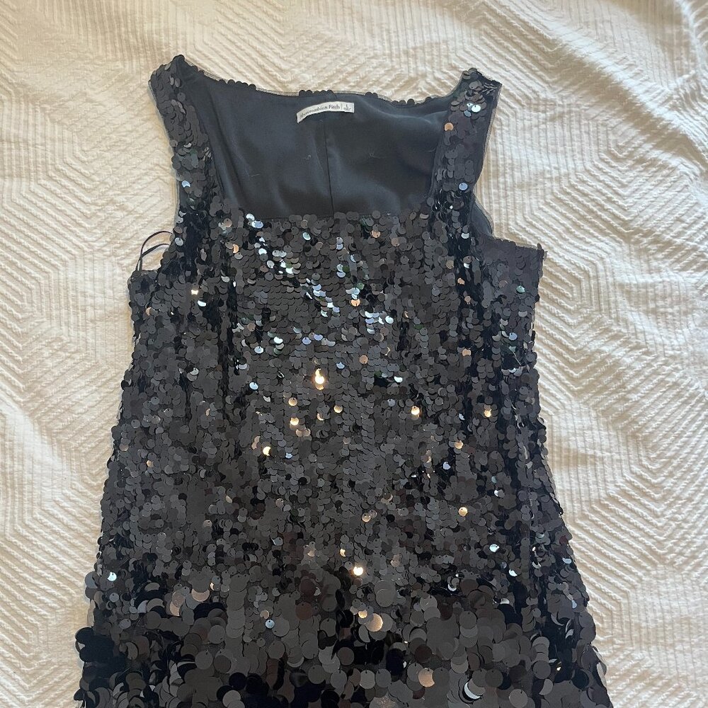 Abercrombie Black Sequin Square-Neck mini party dress Size L